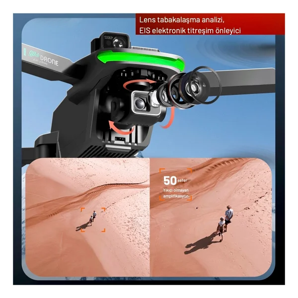 Piha S155 Drone 3 Axis Gimbal 2 Batarya İle 60 Dakika Uçuş Süresi Beni Takip Et Modu 4K HD Kamera Ve Lazerli Engelden Kaçınma Modu - Görsel 10
