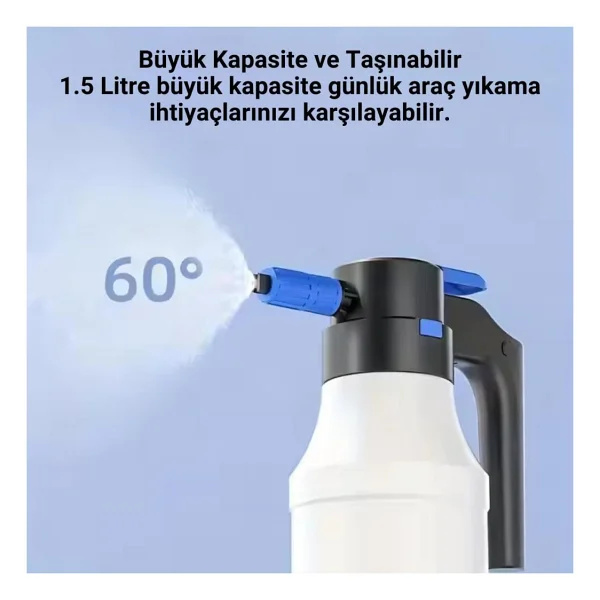 Coofbe 1.5Lt Yüksek Basınçlı Şarjlı Tam Otomatik Köpük Makinası Oto Yıkama Pompası Köpük Püskürtücü - Görsel 4