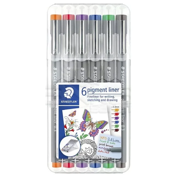 Staedtler 6 Pigment Liner Karışık Renk 0.3mm 6lı Set - Görsel 2