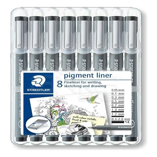Staedtler Pigment Liner Siyah Çizim Kalemi 8li Set - Görsel 5