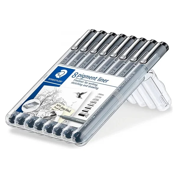 Staedtler Pigment Liner Siyah Çizim Kalemi 8li Set - Görsel 2