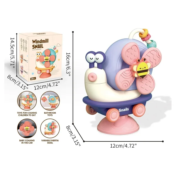 Learning Fun 3in1 Vantuzlu Duyusal Eğitici Oyuncak Salyangoz Mama Sandalyesi Oyuncağı Çıngıraklı - Görsel 2