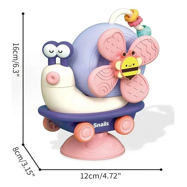 Learning Fun 3in1 Vantuzlu Duyusal Eğitici Oyuncak Salyangoz Mama Sandalyesi Oyuncağı Çıngıraklı - Görsel 5