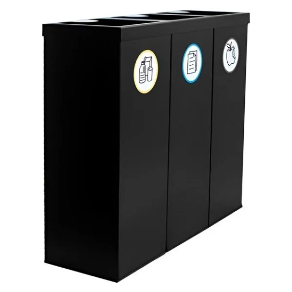 Galvatek Metal Metal 3'Lü Geri Dönüşüm Sıfır Atık Kutusu Elektrostatik Toz Boyalı (Plastik-Kağıt-Organik) - Görsel 3