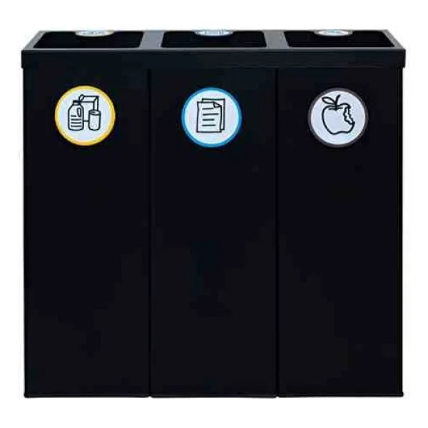 Galvatek Metal Metal 3'Lü Geri Dönüşüm Sıfır Atık Kutusu Elektrostatik Toz Boyalı (Plastik-Kağıt-Organik) - Görsel 2