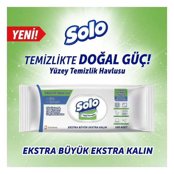 Solo Okaliptus & Çam Esintisi Yüzey Temizlik Havlusu 100 Yaprak - Görsel 6
