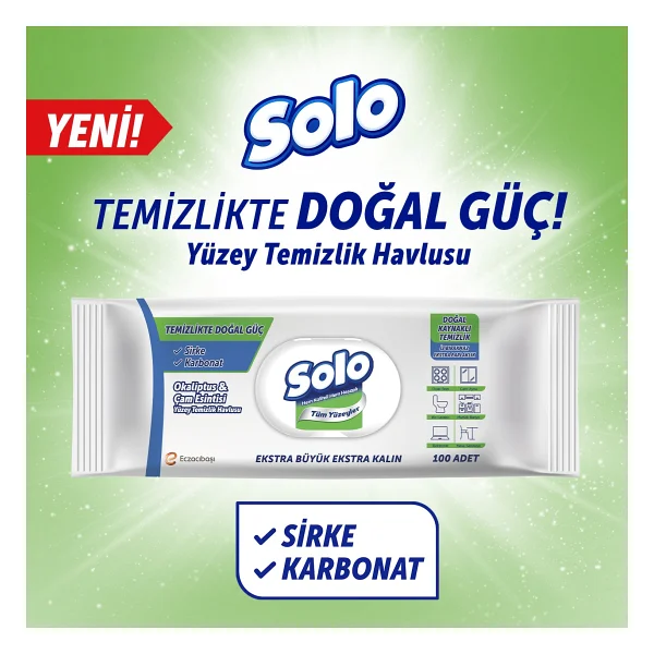 Solo Okaliptus & Çam Esintisi Yüzey Temizlik Havlusu 100 Yaprak - Görsel 7