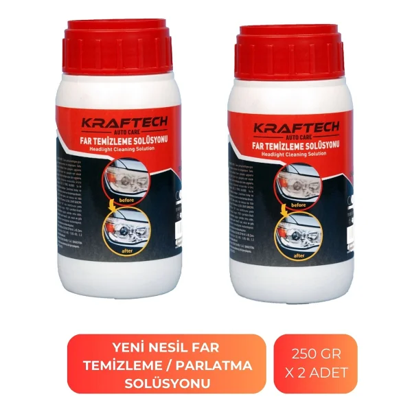 Kraftech Yeni Nesil Premium I Buharlı Far Temizleme Sıvısı Ve Parlatma Solüsyonu I Kloroform Uyumlu 2 X 250gr - Görsel 5