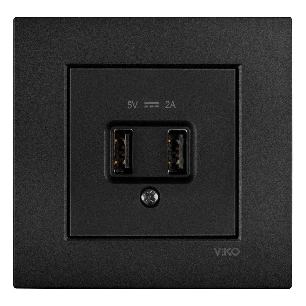 Viko Novella Siyah USB Şarj Prizi 5V 2A ÇERÇEVELİ - 92605509 - Görsel 2