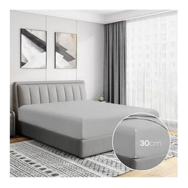 Soley Jersey Doğal Pamuklu Tek Kişilik 100 x 200 Lastikli Çarşaf - Gri - 100 x 200 cm - Görsel 2