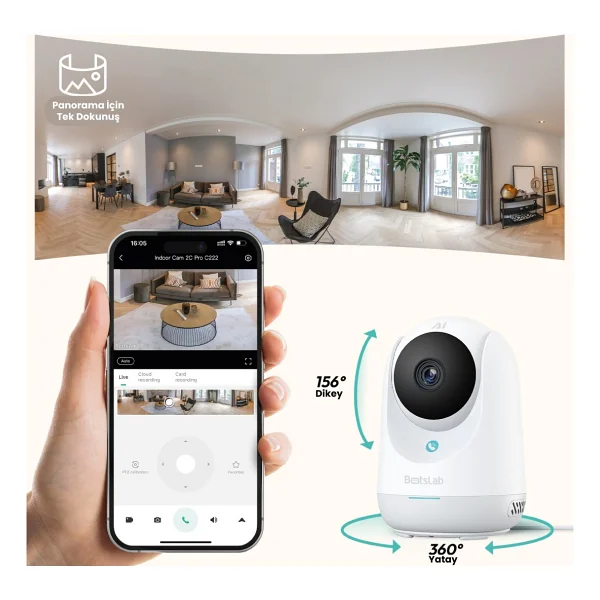 Botslab 2C Pro C222 5 MP 360 Derece Gece Görüşlü Wi-Fi Güvenlik Kamerası - Görsel 5