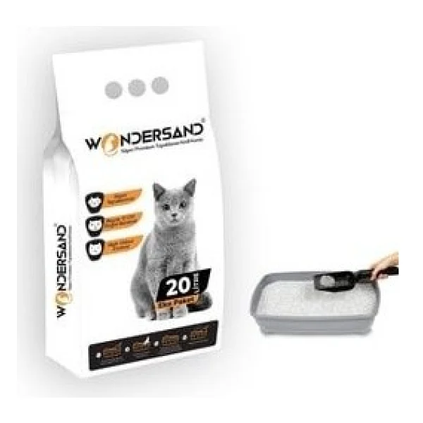 Wondersand Kokusuz İnce Taneli 20 lt Beyaz Bentonit Kedi Kumu - Görsel 4