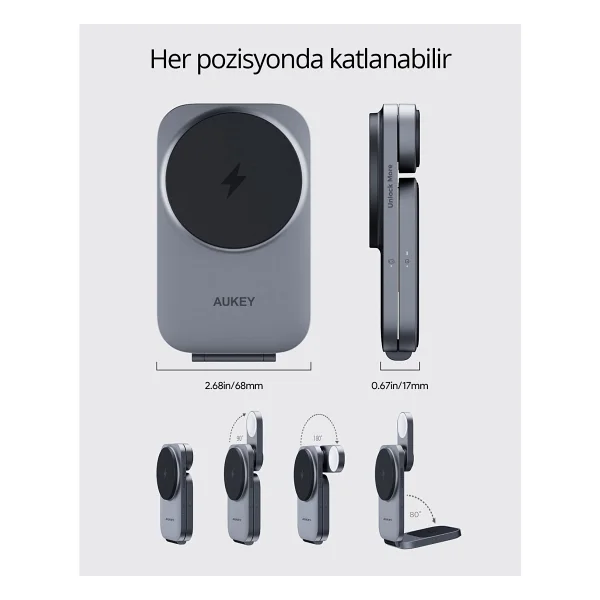 Aukey LC-MC312 15 W 3in1 Kablosuz Şarj Aleti - Görsel 2