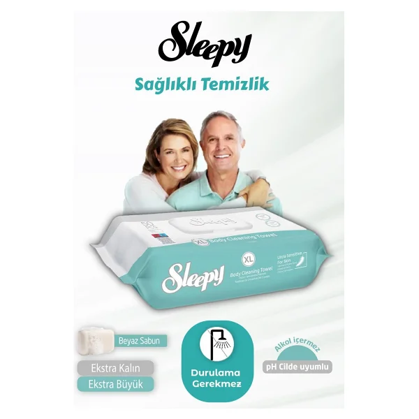 Sleepy Hassas Ciltlere Özel XL 50'li 23 Adet Vücut Temizleme Mendili - Görsel 4