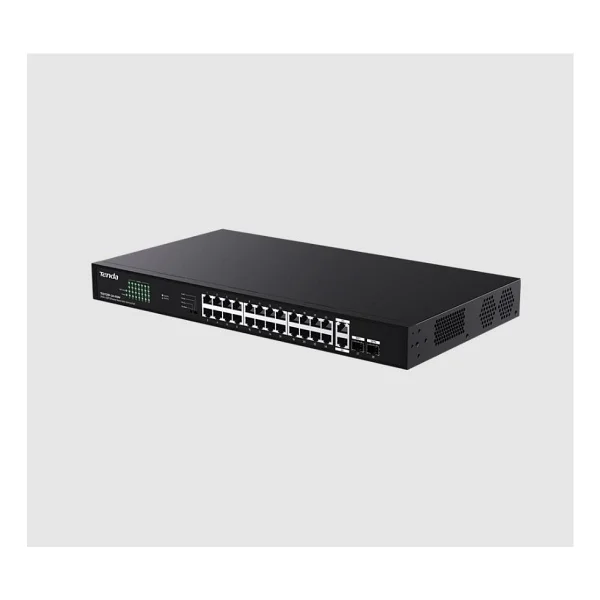 Tenda TEG1128P-24-410W 24 Port 10/100/1000 PoE 2 Port Uplink +2 SFP 410W Yonetilemez Rack Mount Switch - Görsel 9