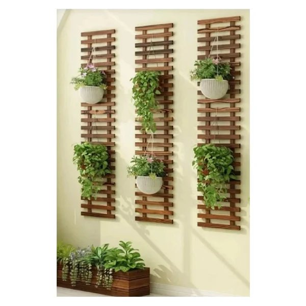 Çakır Home Ahşap Saksı Askısı Çiçeklik Dekoratif Duvar Süsü - Görsel 5