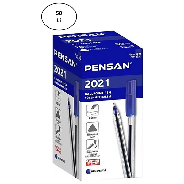 Pensan Tükenmez Kalem Pe2021 Mavi 50'li - Görsel 2