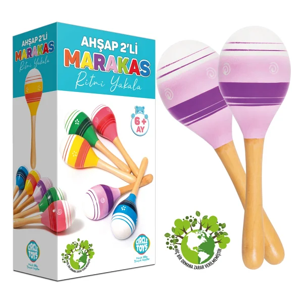 Circle Toys Ritmi Yakala Ahşap 2'li Marakas Seti - Görsel 6
