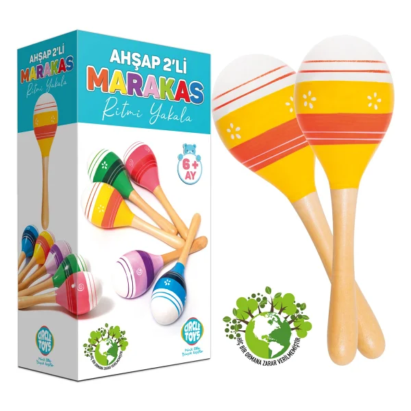 Circle Toys Ritmi Yakala Ahşap 2'li Marakas Seti - Görsel 8