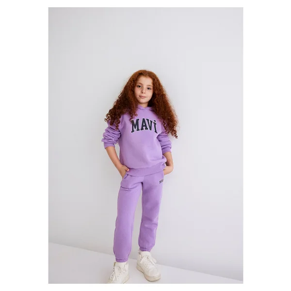 Mavi Logo Baskılı 7610035-70586 Kapüşonlu Mor Çocuk Sweatsirt - Görsel 7