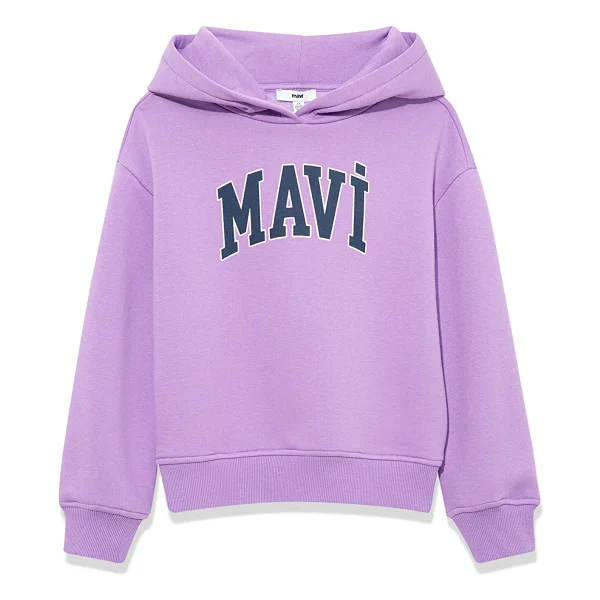 Mavi Logo Baskılı 7610035-70586 Kapüşonlu Mor Çocuk Sweatsirt - Görsel 2