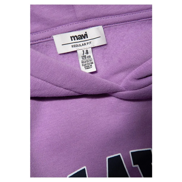 Mavi Logo Baskılı 7610035-70586 Kapüşonlu Mor Çocuk Sweatsirt - Görsel 4