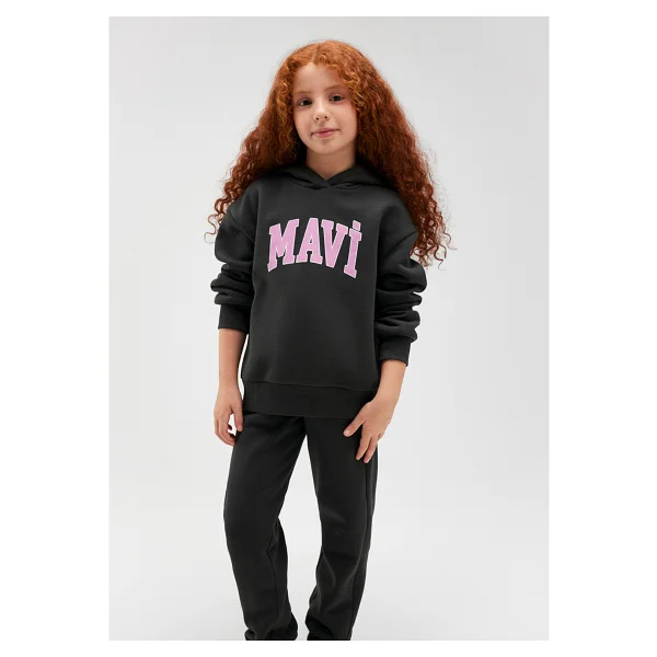 Mavi Logo Baskılı 7610035-70087 Kapüşonlu Antrasit Çocuk Sweatsirt - Görsel 7