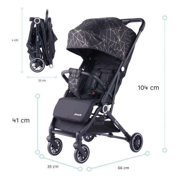 Baby Storch Merlin Compact Siyah-Sarı Kabin Tipi Bebek Arabası - Görsel 2