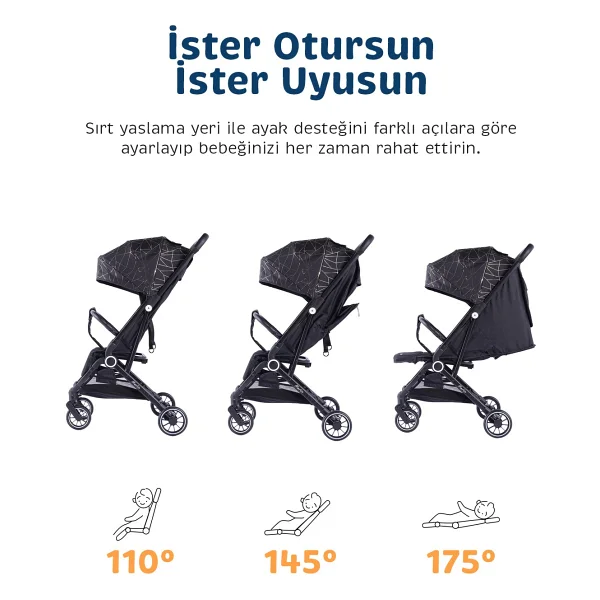 Baby Storch Merlin Compact Siyah-Sarı Kabin Tipi Bebek Arabası - Görsel 4