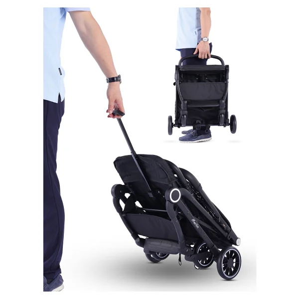Baby Storch Merlin Compact Siyah-Sarı Kabin Tipi Bebek Arabası - Görsel 6