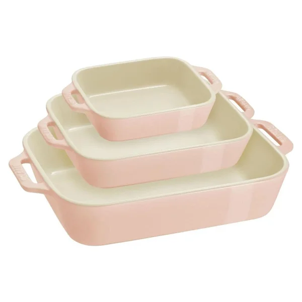 Staub Ceramique Pembe 3'lü Fırın Kabı Seti - Görsel 7