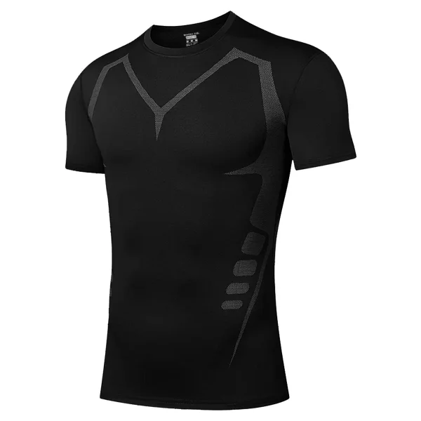 Ghassy Co. Erkek Ultra Esnek Koşu Egzersiz Hızlı Kuruma Nefes Alabilen Kısa Kollu Spor T-Shirt - 2XL - Füme - Görsel 8