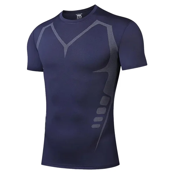 Ghassy Co. Erkek Ultra Esnek Koşu Egzersiz Hızlı Kuruma Nefes Alabilen Kısa Kollu Spor T-Shirt - 2XL - Füme - Görsel 9