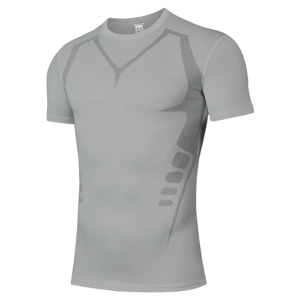 Ghassy Co. Erkek Ultra Esnek Koşu Egzersiz Hızlı Kuruma Nefes Alabilen Kısa Kollu Spor T-Shirt - 2XL - Füme - Görsel 5