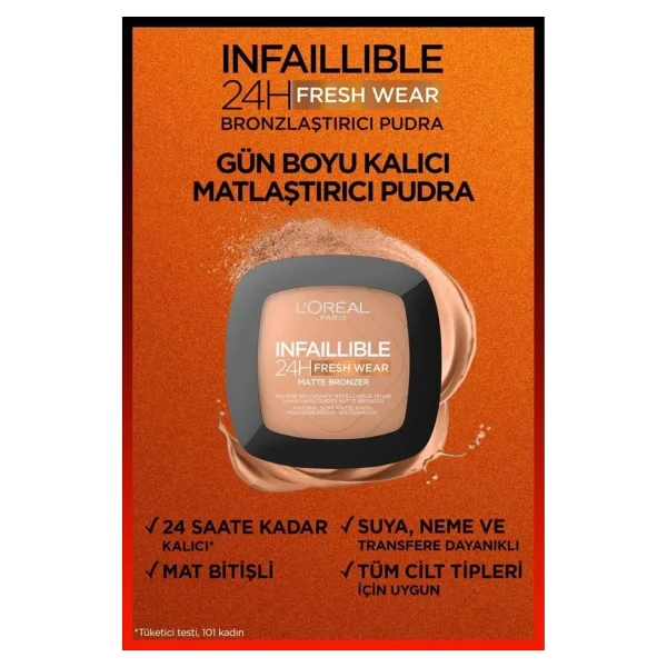 L'Oreal Paris Infaillible 24h Fresh Wear Matte 250 Light Claire 3 Adet Bronzer ve Rosie - Görsel 2