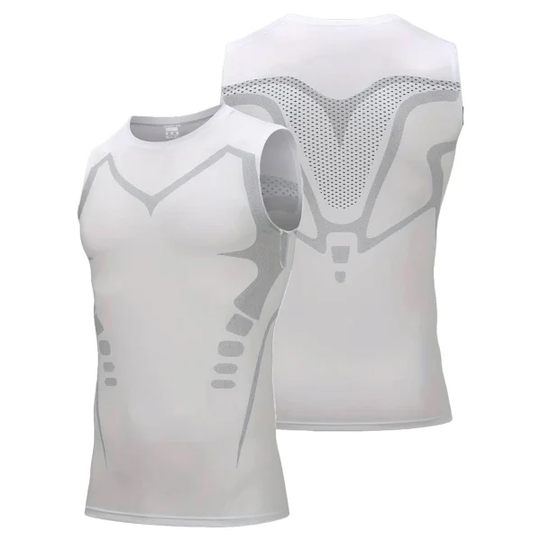 Ghassy Co. Erkek Fitness Hızlı Kuruma Nefes Alabilen Çapraz Daraltma Tipi Kolsuz Spor T-Shirt - Lacivert - Görsel 4