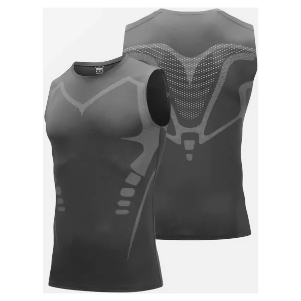 Ghassy Co. Erkek Fitness Hızlı Kuruma Nefes Alabilen Çapraz Daraltma Tipi Kolsuz Spor T-Shirt - Lacivert - Görsel 5