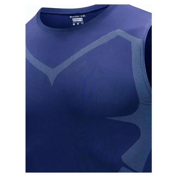Ghassy Co. Erkek Fitness Hızlı Kuruma Nefes Alabilen Çapraz Daraltma Tipi Kolsuz Spor T-Shirt - Lacivert - Görsel 2