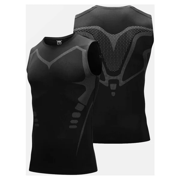 Ghassy Co. Erkek Fitness Hızlı Kuruma Nefes Alabilen Çapraz Daraltma Tipi Kolsuz Spor T-Shirt - Lacivert - Görsel 8