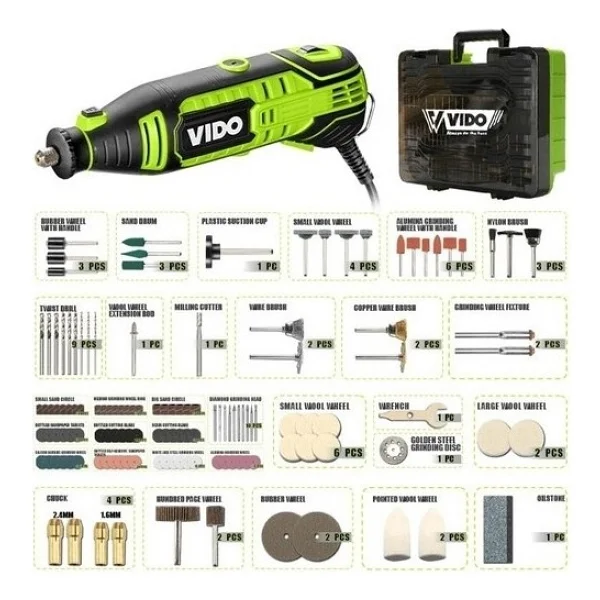 Vido WD010710185 290 Parça Kalıpçı Taşlama 185W 3.2 mm 8000-33.000 Rpm - Görsel 4