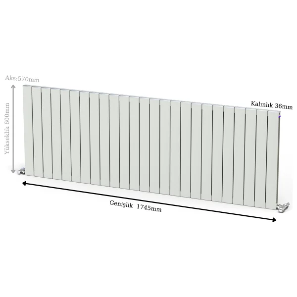 Aeon Smyrna Alüminyum Radyatör Panel 600 x 1745 25 Dilim Beyaz RAL9010 - Görsel 3