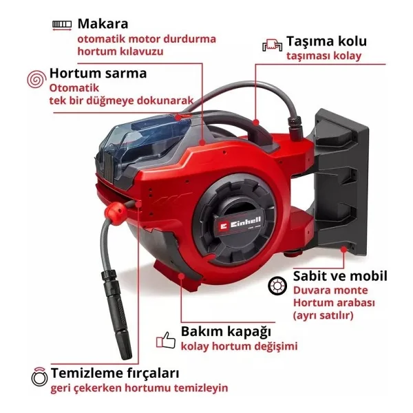 Einhell GE-HR 18/30 Li Aküsüz Makaralı Bahçe Hortumu - Görsel 3