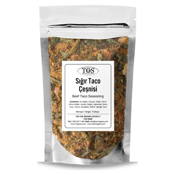 TOS The Organic Spices Sığır Taco Çeşnisi 100 gr Beef Taco Seasoning - Premium Quality Baharat Karışımı - Görsel 2