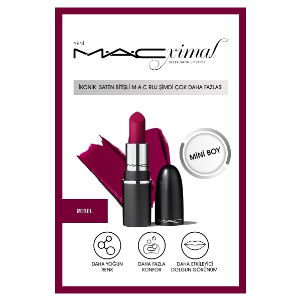 M.A.C Macximal Sleek Satin Mini Brick-O-La Ruj - Görsel 6