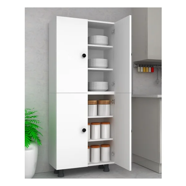 Eym'er Home Çok Amaçlı Dolap 2 Kapaklı 6 Raflı Banyo&mutfak&kiler&balkon 60 cm Beyaz - Görsel 2