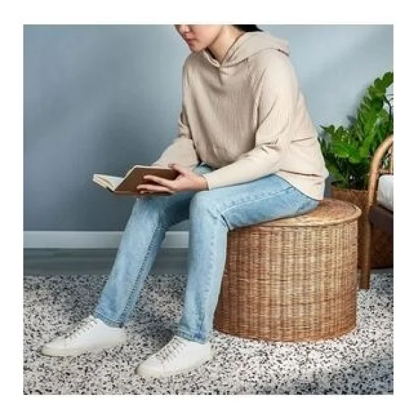 IKEA Tolknıng Saklama Gözlü Puf - 41 x 50 - Haki - Görsel 4