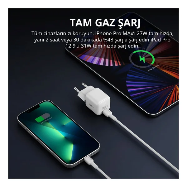 Aukey PA-B1L Mini 30 W Hızlı Şarj Adaptörü - Görsel 2