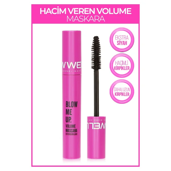 New Well Blow Me Up Volume Siyah Maskara - Görsel 5