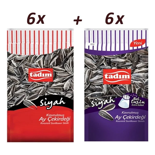 Tadım Ayçekirdeği 180 Gr Kavrulmuş Siyah Ve Bol Tuzlu 12 Li Karma Paket - Görsel 4