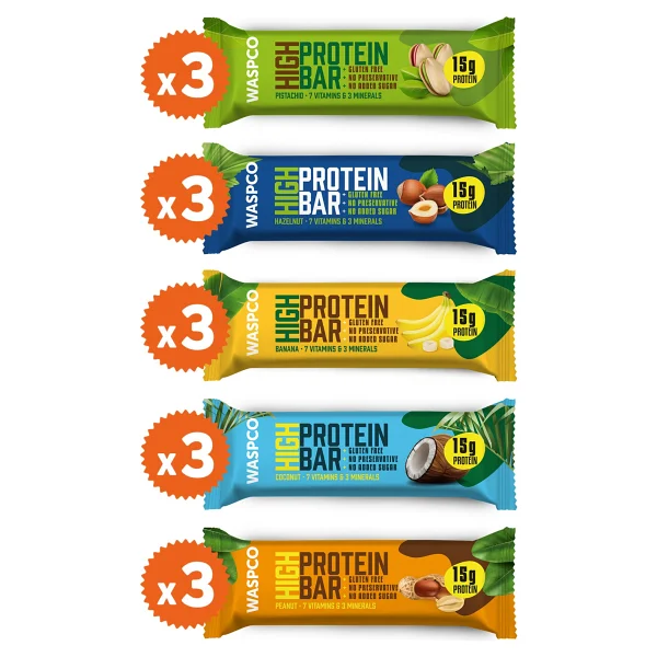 WaspCo Yüksek Protein Bar 50G Karma Kutu 15 Adet (5 Çeşit) - Görsel 5